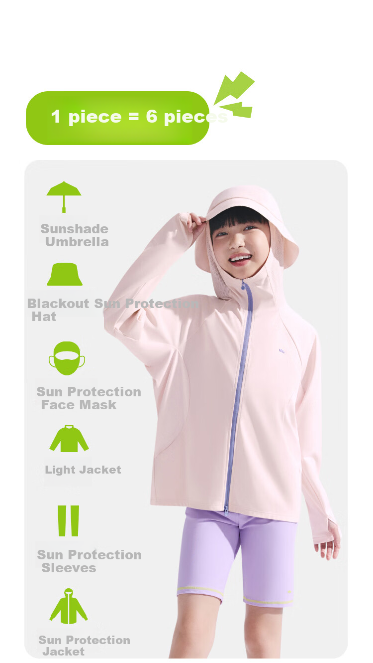 Beneunder Kids UV Protection Jacket Unisex Children High Elastic Quick-Dry Sports Sun Protection Shirt DS008 Cherry Blossom Pink 140 14
