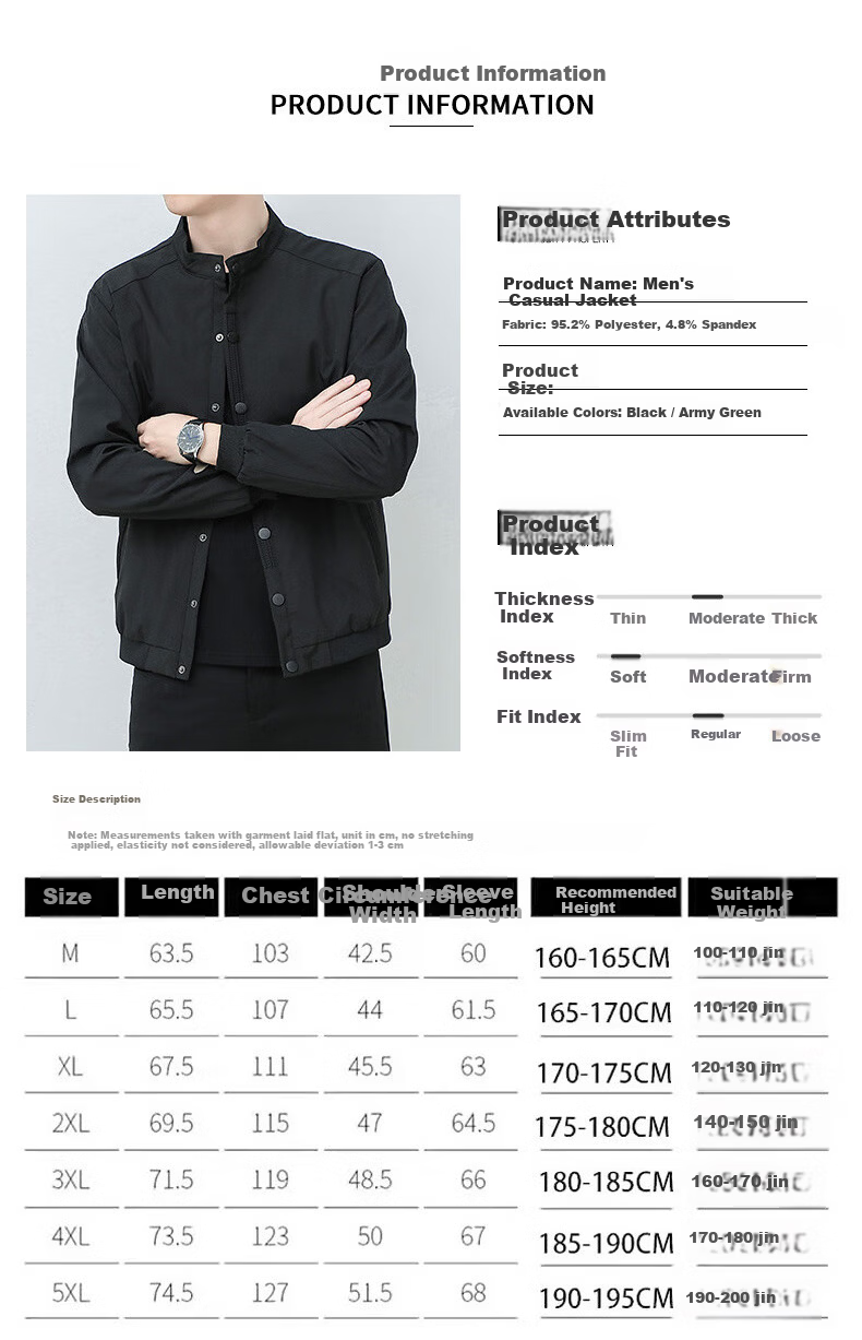 Jeanswest Men's Outdoor Sports Jacket Spring Autumn Casual Versatile Retro Outdoor Stand Collar Loose Trendy Cardigan Black XL 7