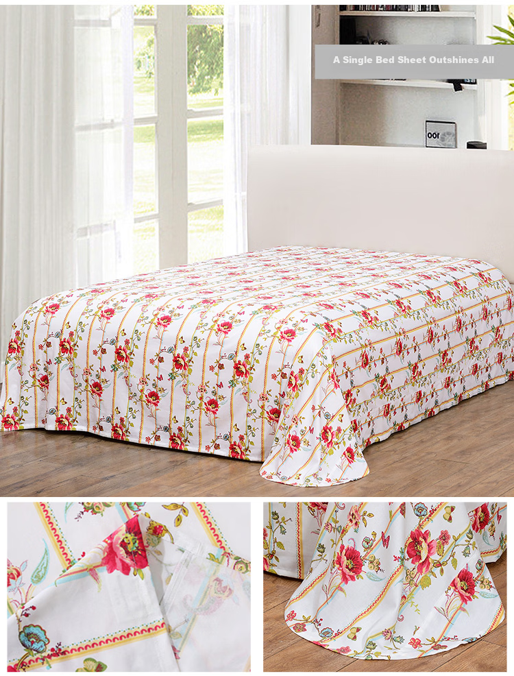FUANNA Pure Cotton Single Bed Sheet, All-Cotton Antibacterial Bedding, Double Extra Large 1.8m/2m Bed (260*240cm), Cloud Patter 7
