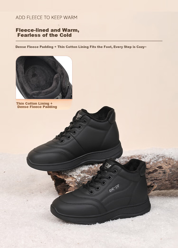 Red Dragonfly Women's Cotton Shoes Fleece Lined Warm High-Top Sneakers Outdoor Windproof Lightweight Walking Casual Shoes WTC457801H Black Size 35 2