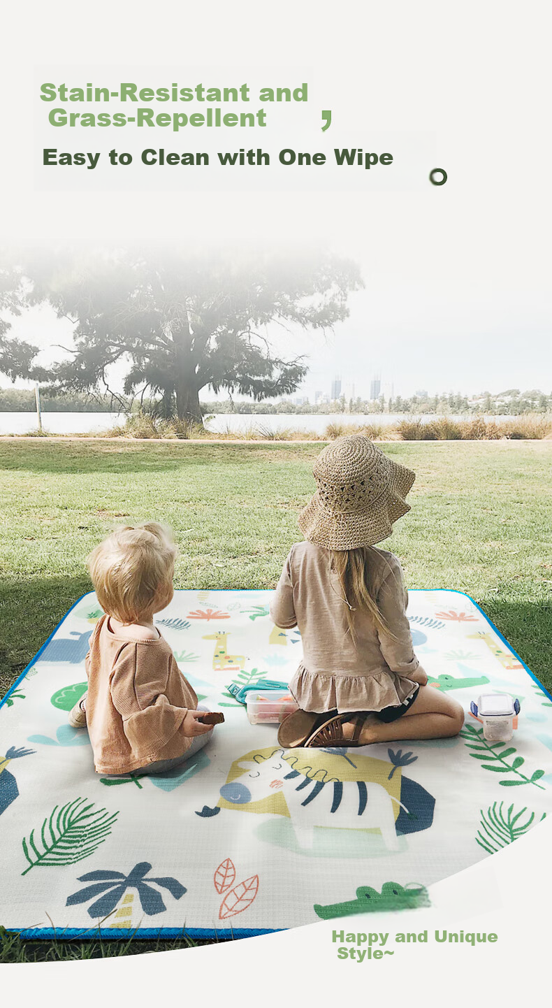 BG-BABYGO Outdoor Waterproof Moisture-Proof Mat Lawn Camping Mat Foldable Portable Insulated Children's Picnic Mat 180*120*0.5cm 3
