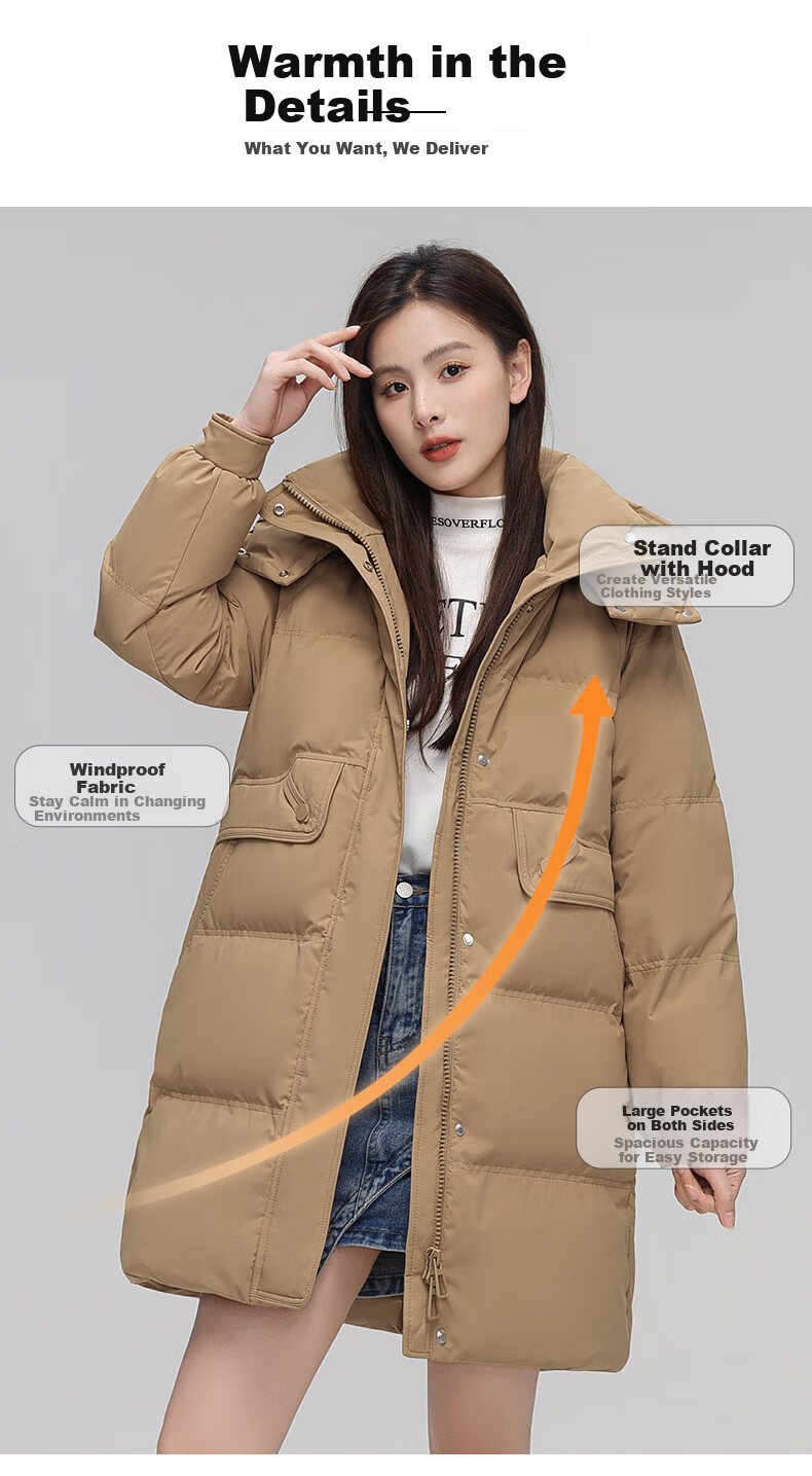 Yalu Women's Mid-Length Down Jacket 2025 Winter New Thickened Cold-Resistant Warm Fashionable Coat 7