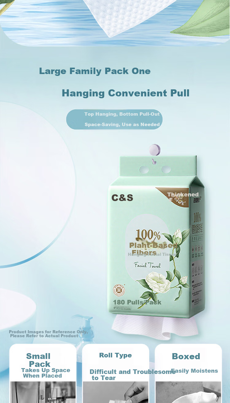 C&S White Tea Facial Wipes 180 Sheets Hanging Disposable Thickened Absorbent Face Towels Suitable for Baby Use 2