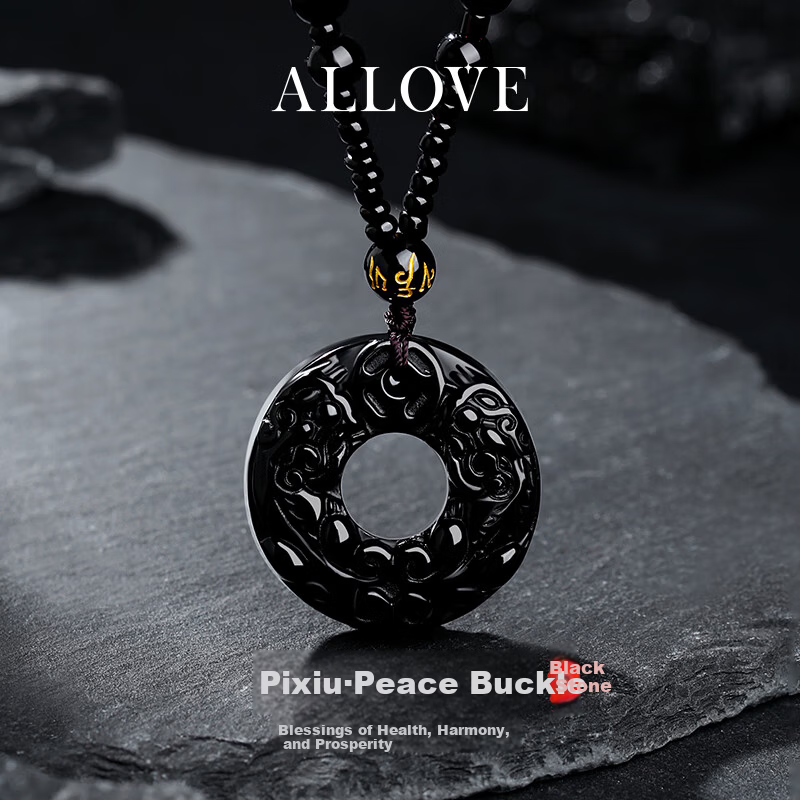 ALLOVE Pixiu Necklace Men Black Obsidian Pendant Premium Men's Birthday 520 Valentine's Day Gift for Boyfriend Husband