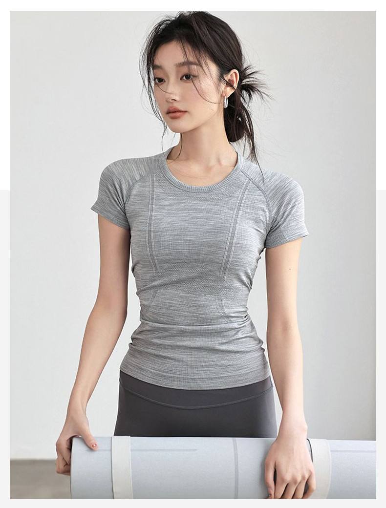 Langsha Summer Quick-Dry Sports Short Sleeve Running T-Shirt Women Slim Yoga Top Professional Pilates Training Fitness Wear 11
