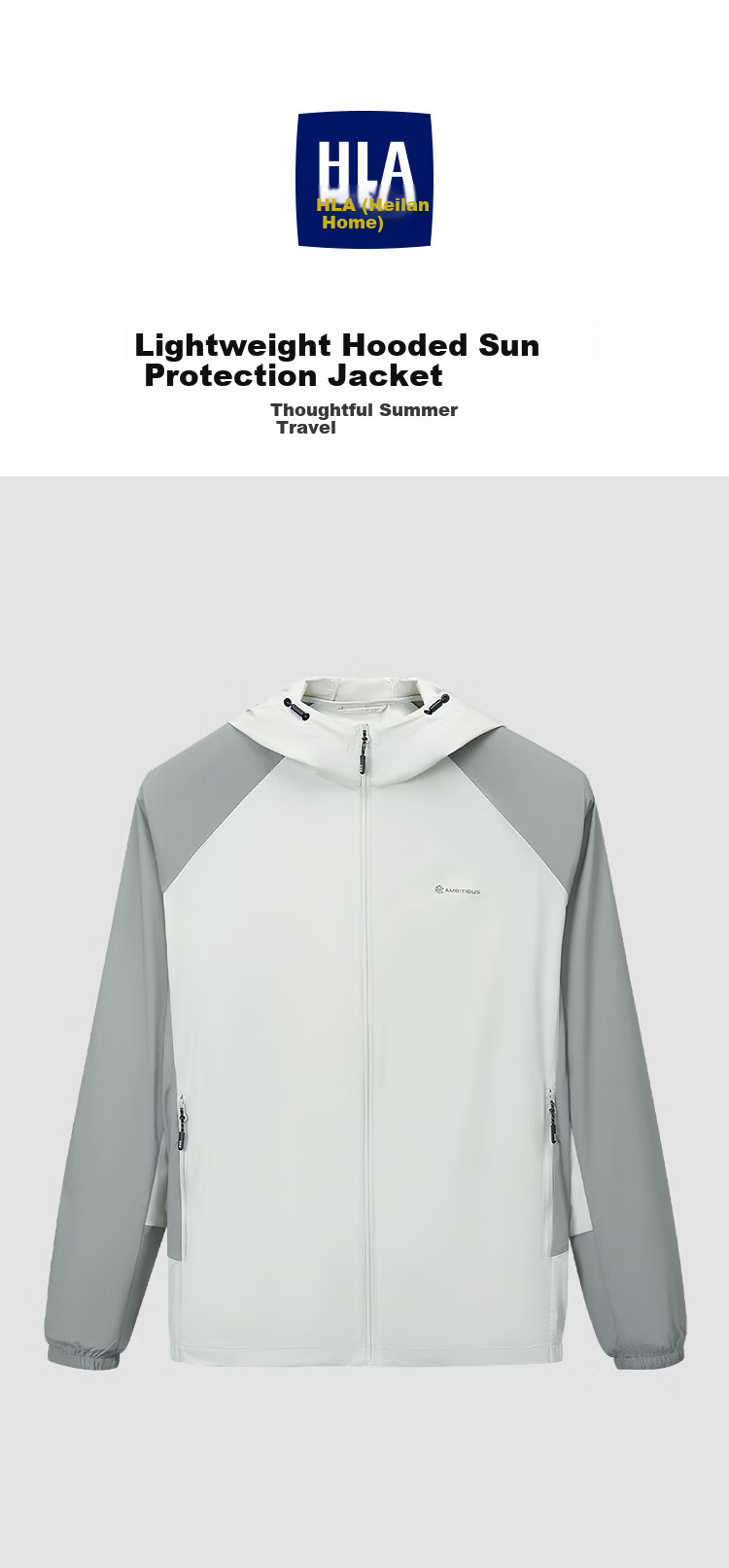 HLA Heilan Home Men's Jacket 26 Hooded Raglan Sleeve Lightweight Sun Protection Summer Coat 1