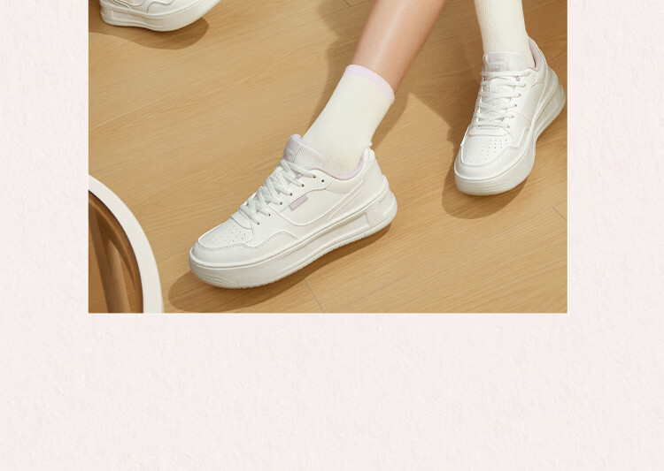 361° Qinghe 2 New Trendy Platform Leather Casual Sneakers Women's White Shoes 682636618-4 10