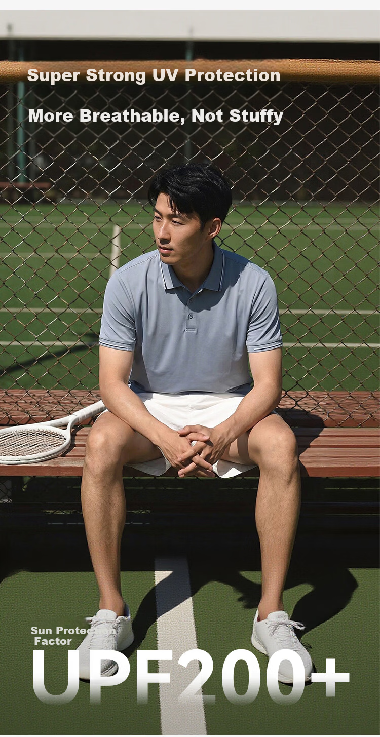 JD Jingzao Ice Jade Polo Shirt Men's Short Sleeve T-Shirt Premium Spring Summer New Lapel Casual Business Top Cloud Gray Blue L 8