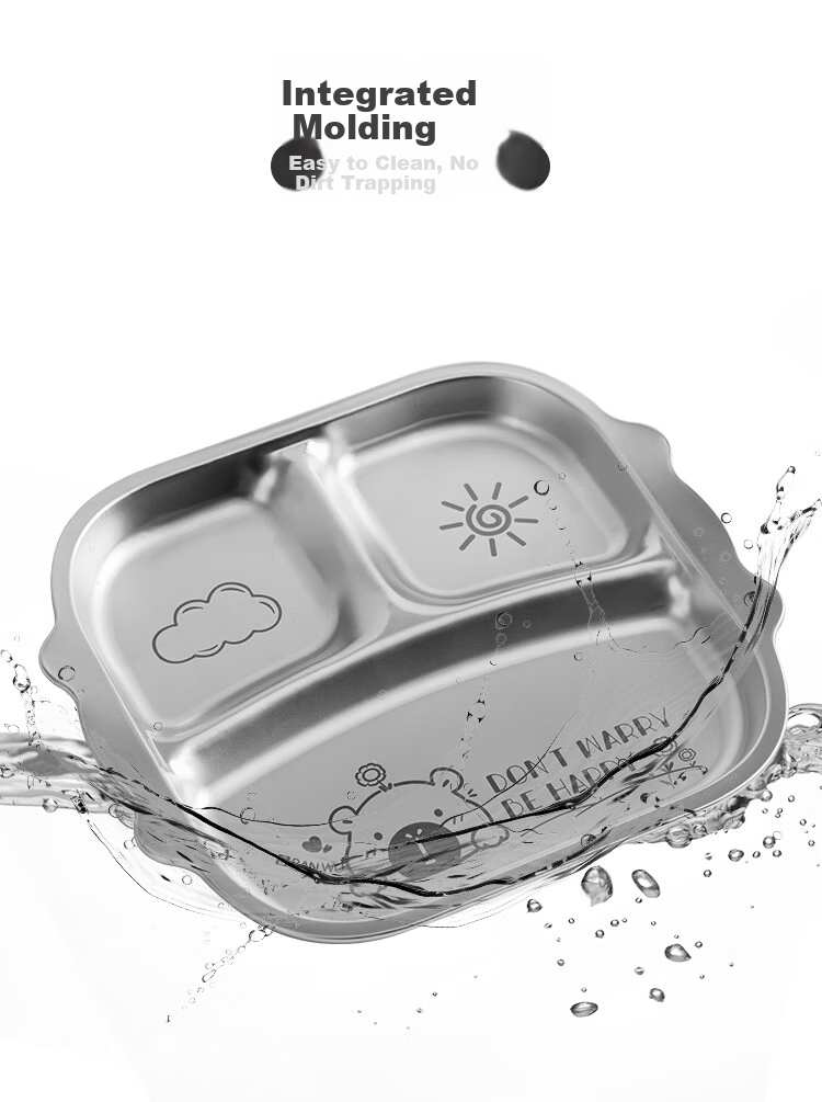 Banwu Life 304 Stainless Steel Meal Divider Plate Weight Loss 211 Compartment Plate Adult Portion Control Plate Food Divider Tray 13