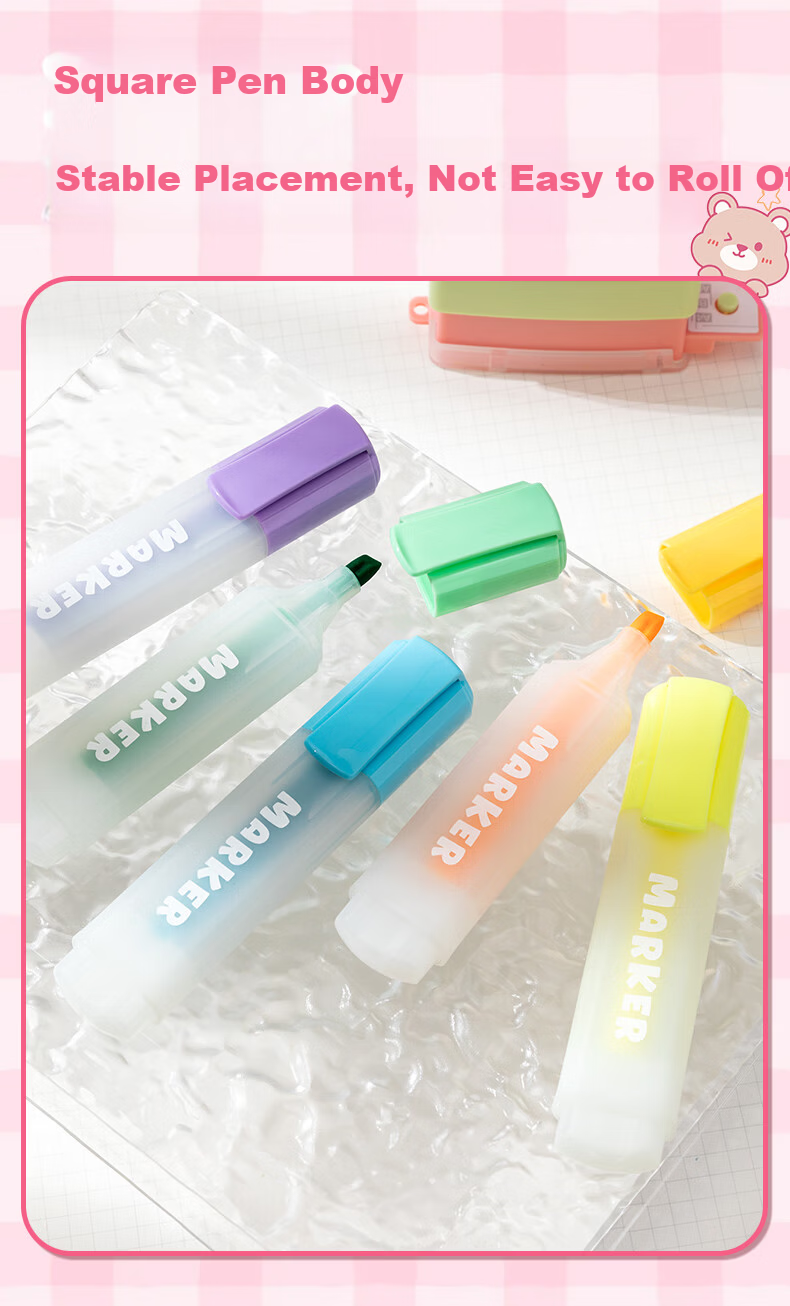 TRUECOLOR Fluorescent Highlighter Pen Student Marker Colorful Highlighting Pen Sakura Pink Single Piece 8