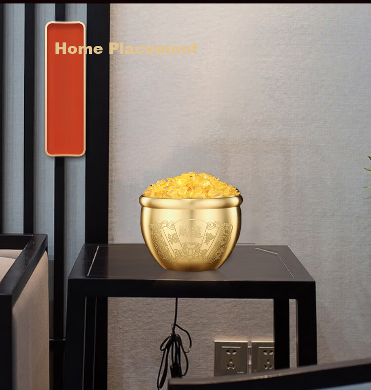 Binyue Brass Money Pot, Copper Treasure Basin, Refrigerator Decoration, Office Fortune-Turning Money Box, Savings Jar for Store Opening 8