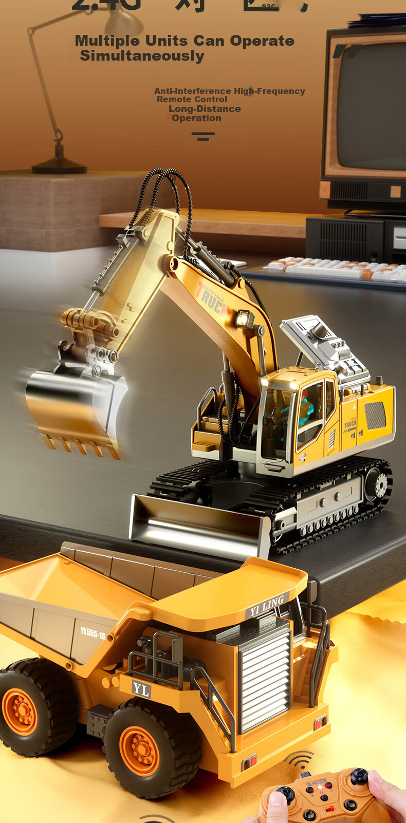 LIVING STONES Remote Control Excavator Alloy Large Kids Toy Boys Realistic Engineering Vehicle Electric Car Children's Day Gift 14