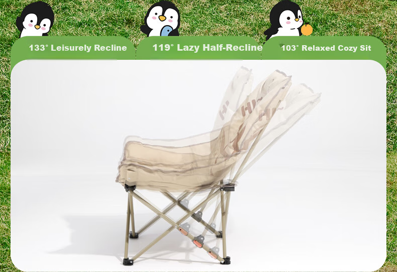 CAMEL Outdoor Folding Chair Moon Chair Camping Picnic High Back Portable Reclining Stool Fishing Table Chair 9003C 4