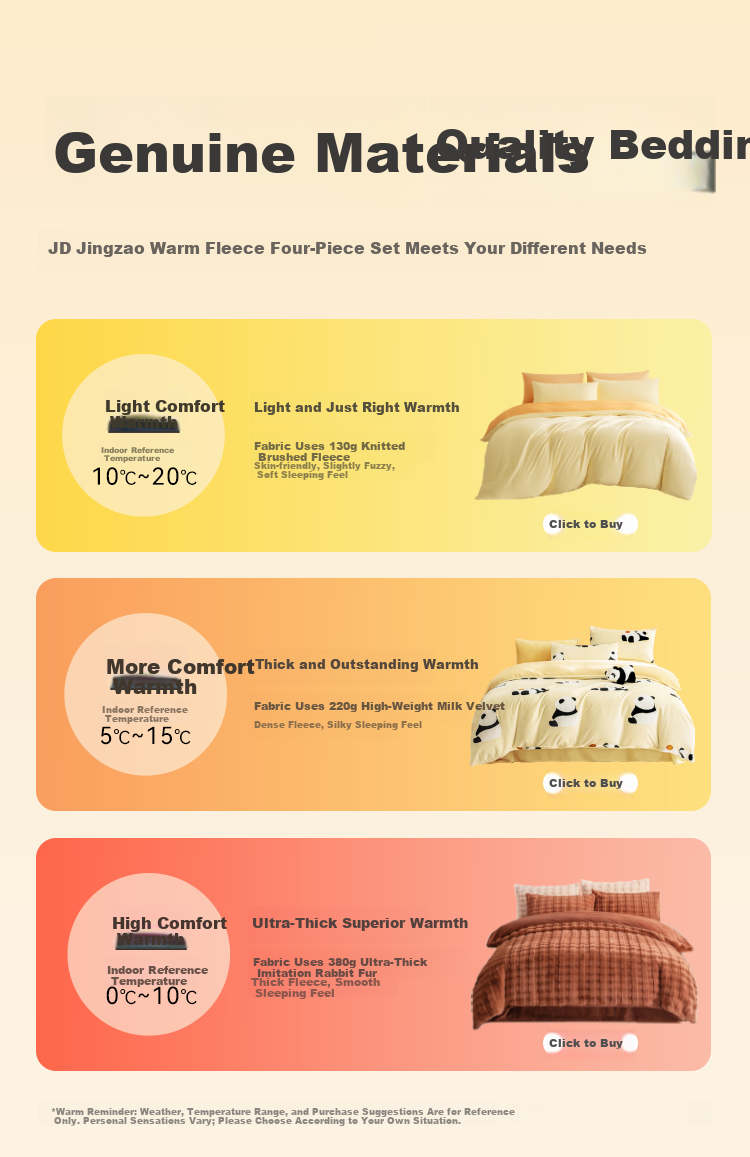 JD Original Knitted Fleece Bedding Set, Milk Velvet Winter Double Bed Duvet Cover And Pillowcases, Class A Antibacterial Brushed Anti-Static Fitted Sheet Style for 1.5-Meter Bed, Jasmine Milk Gree 3