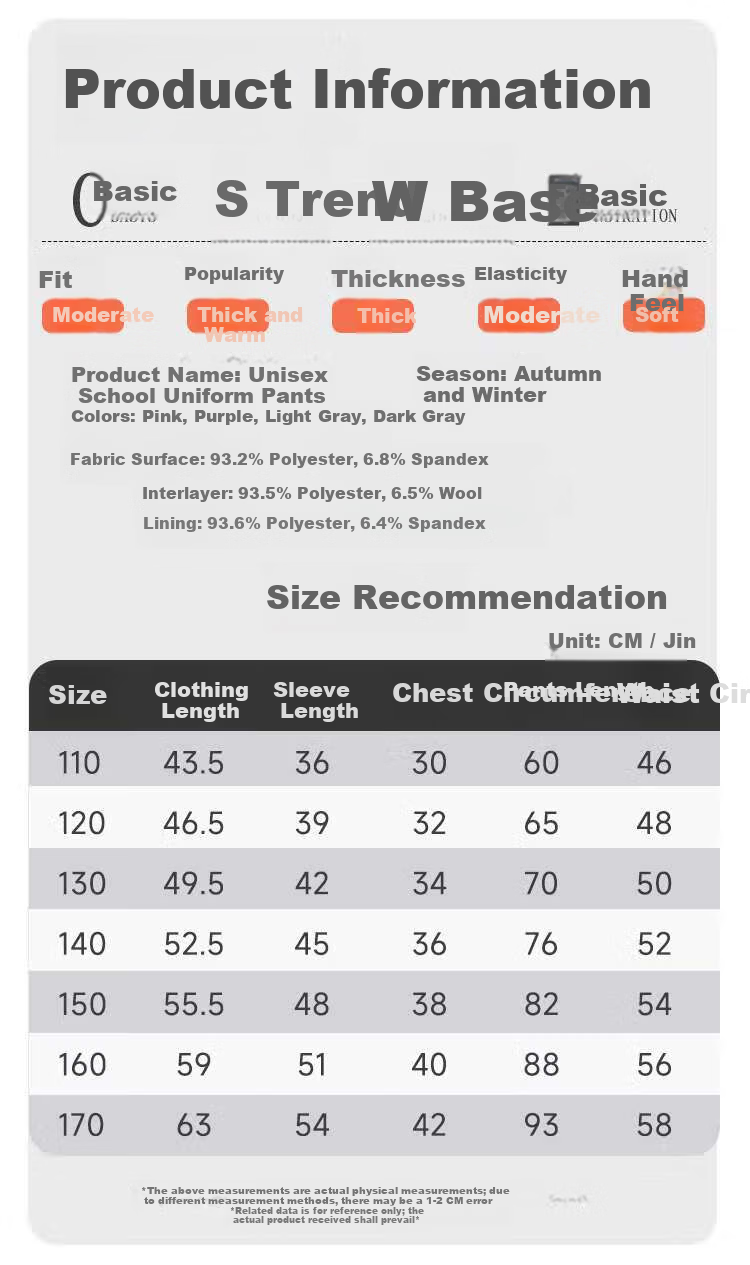 Hodo Kids School Uniform Thermal Cotton Pants Girls Warm Fleece-Lined Thickened Winter Inner Pants Boys Warm Trousers 9