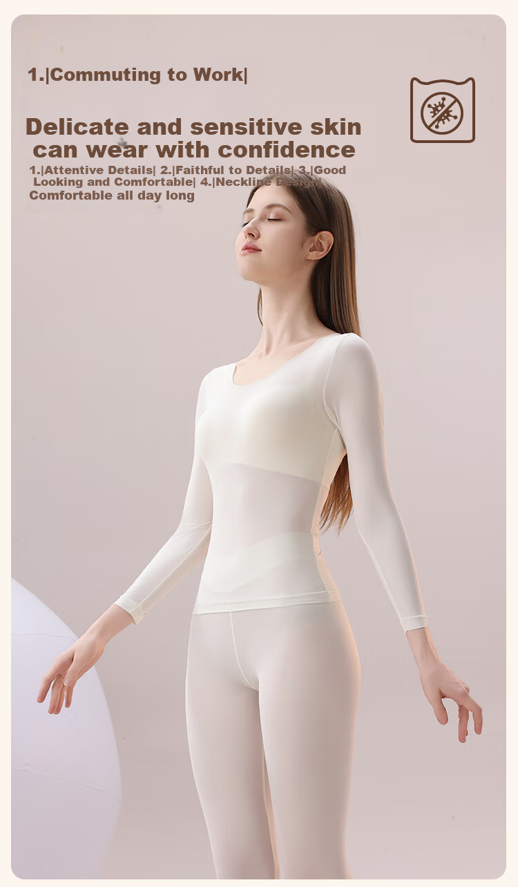 MiiOW Autumn Winter Ultra-Light Thin Skin-Friendly Seamless Invisible Thermal Base Layer Slim Fit Soft Warm Women's Underwear 1