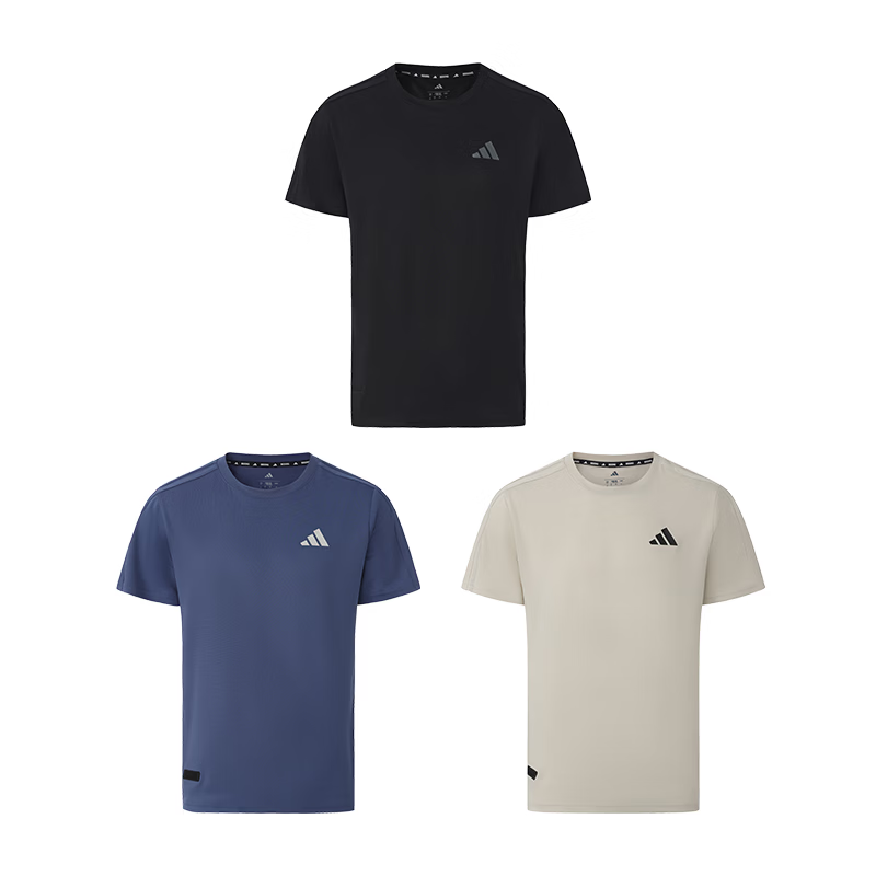 Adidas 2026 New Men's Summer Lightweight Quick-Dry Short Sleeve Outdoor Sports Crew Neck Casual T-Shirt Blue 3XL 13