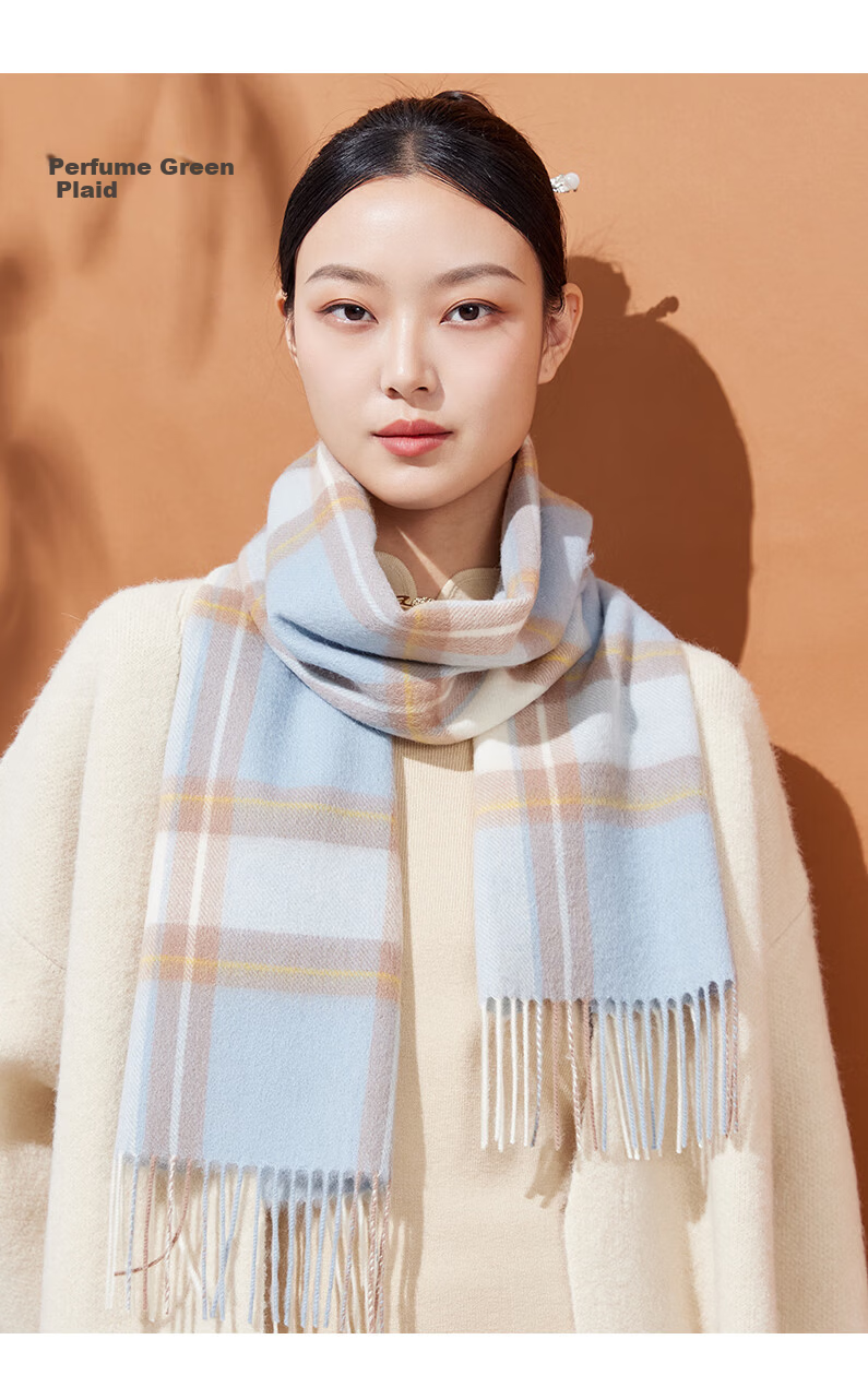Hodo 100% Pure Wool Women's Plaid Scarf Warm Cold-Resistant Neck Warmer Gift Box for Girls New Year Birthday Present 11