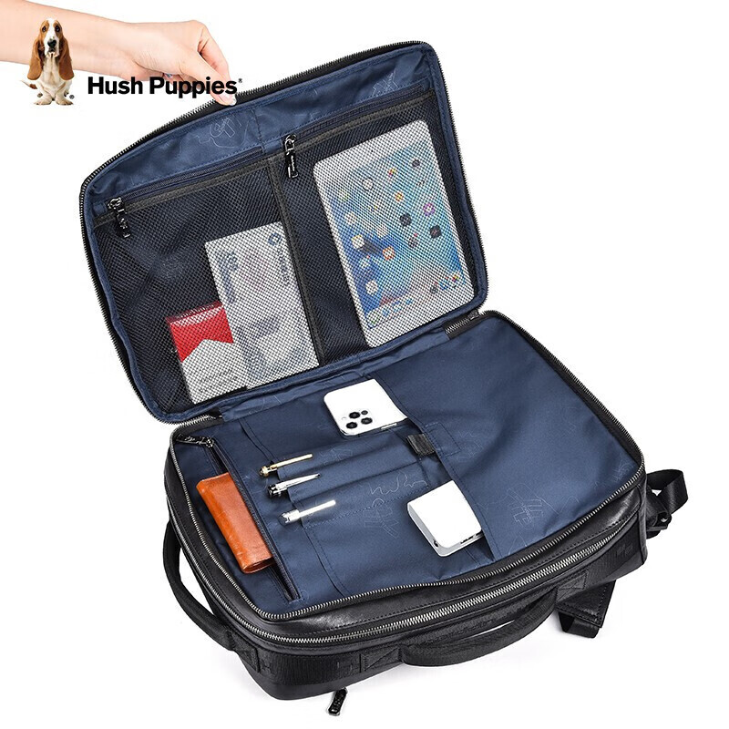 Hush Puppies Men's Backpack, Business Leather Backpack with Large Capacity, 15.6-Inch Laptop Bag for Travel, Gift