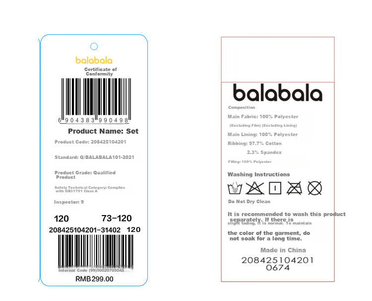 BALABALA Kids Children's Two-Piece Set Baby Autumn Winter 2025 Padded Warm Cute 208425104201 11