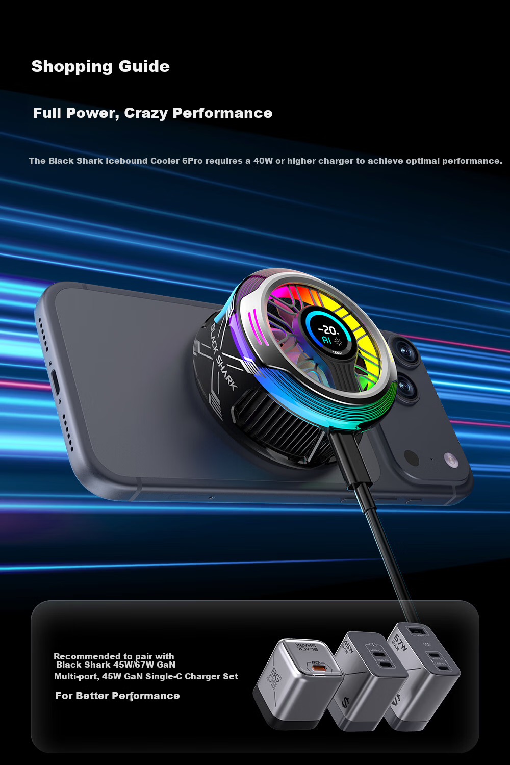 Black Shark 6 Max Tablet Phone Cooler Mortal Cultivation Edition Semiconductor Cooling for Gaming Compatible with iPad Apple Huawei Xiaomi Red Magic OnePlus 21