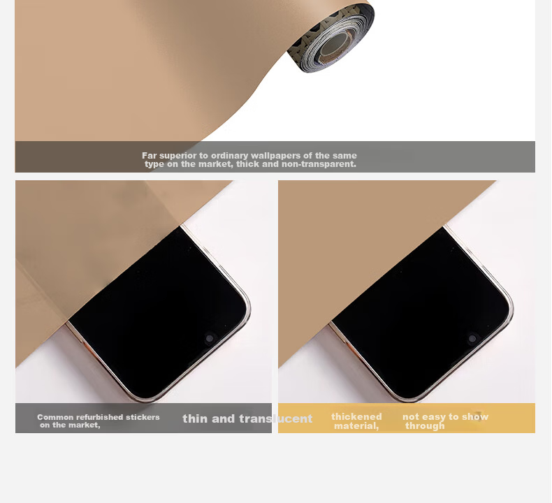Jifudifu Thickened Creamy Texture Film Sticker for Wardrobe Desktop Cabinet Wall Renovation - Blaken Brown 12