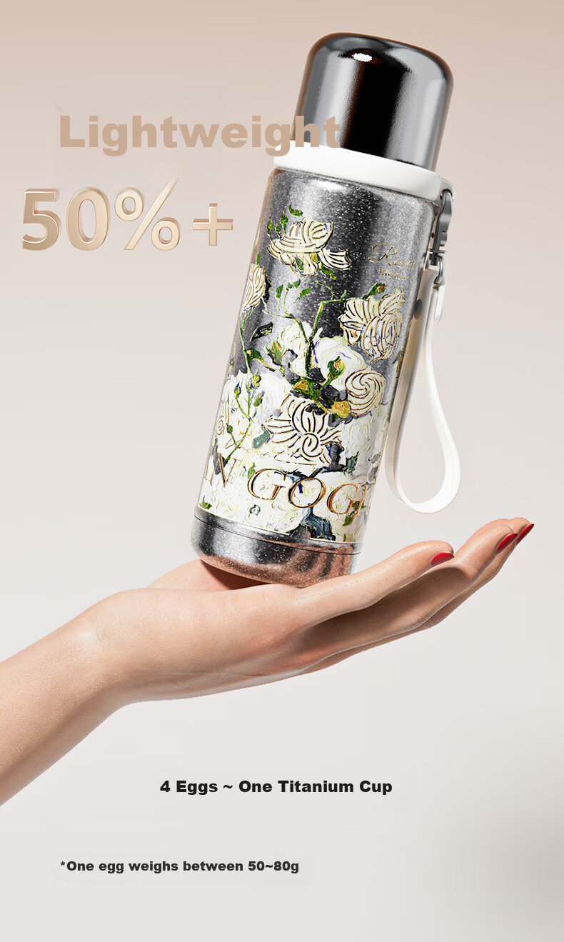 Daka Pure Titanium Insulated Thermos Van Gogh Collaboration Temperature Display Direct Drinking Tea Infuser Large Capacity Outdoor Stew Tea Cup Gift Mug 13