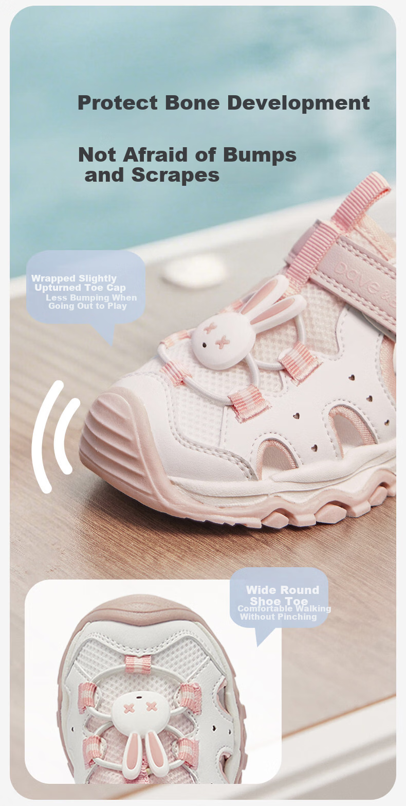 DAVE & BELLA Kids Mesh Sandals Boys Summer Non-Slip Sports Shoes Girls Breathable Shoes 6
