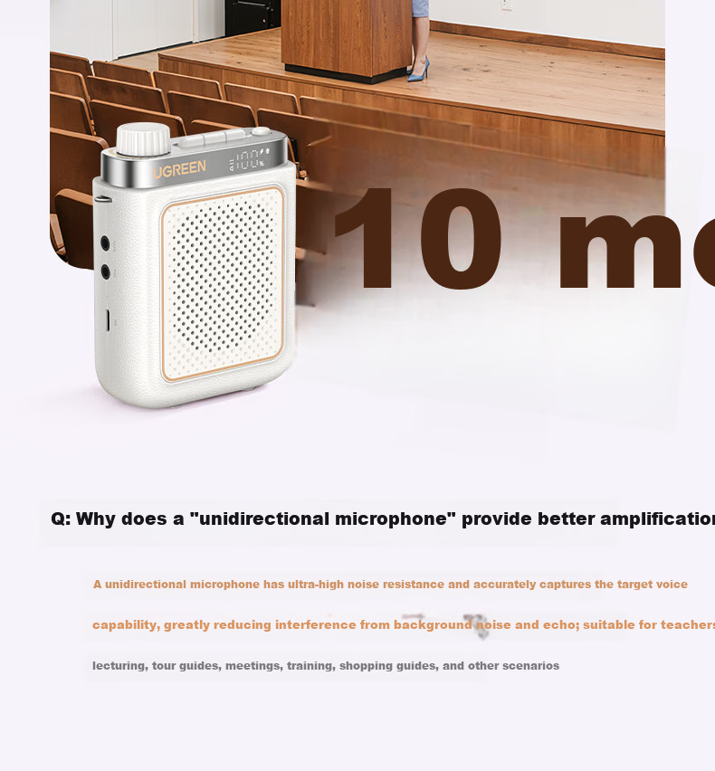 UGREEN V6 Little Bee Amplifier Teacher Wireless Headset Anti-Howling Bluetooth Speaker Portable Long Battery Life 3C Certified for Classroom Outdoor Lectures Recording 9