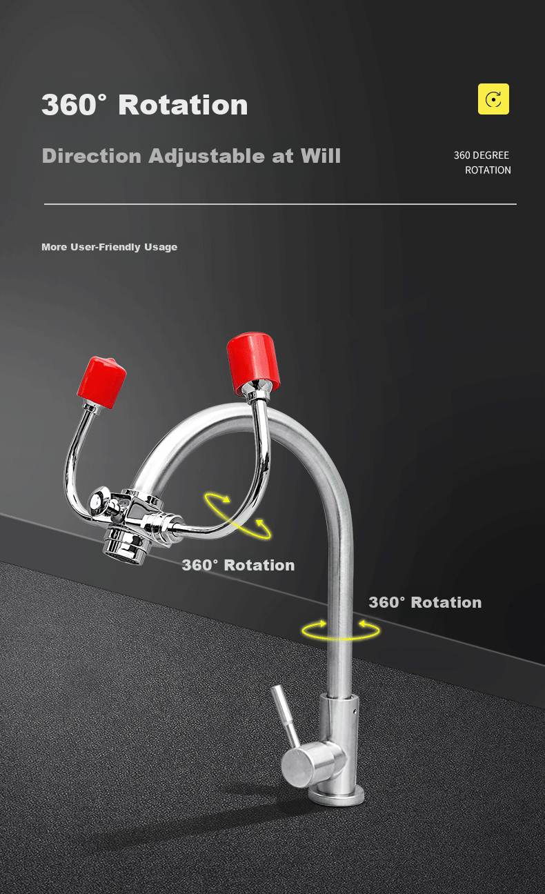 Jinggan Dual-Use Faucet Eyewash Station Laboratory 304 Stainless Steel Simple Emergency Eyewash Device 6