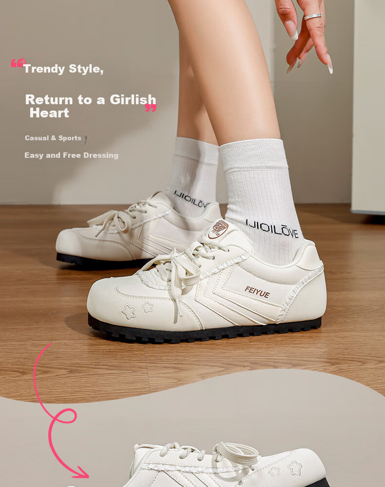 Feiyue Official Women's Sneakers 2026 Summer New Breathable Casual Shoes Beige Size 35 2