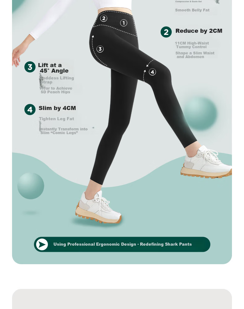 HR Women's Shark Pants Outerwear Leggings High Waist Slimming Tummy Control Hip Lifting Shaping Advanced Gray M 6