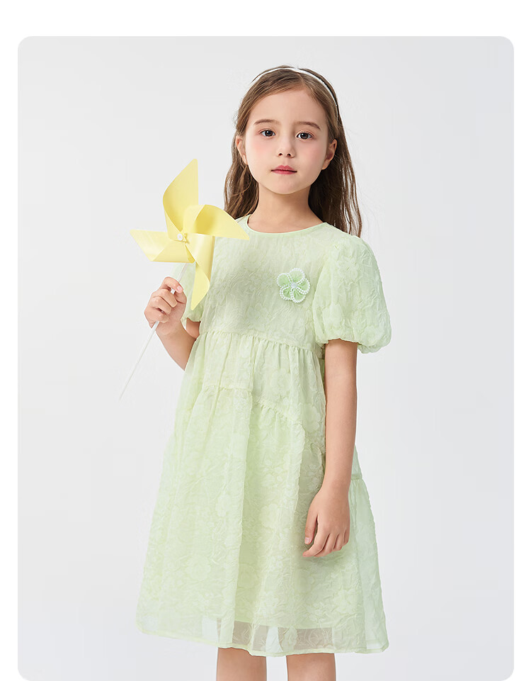 Balabala Girls' Dress Summer Princess Dress Children's Clothing Stylish Sweet Big Kids Dress 16