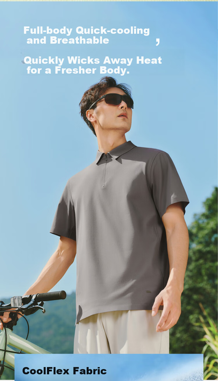 Beneunder Men's Polo Shirt Sweat-Resistant Breathable 5A Antibacterial Short Sleeve T-Shirt DR019 Graphite Gray M 6