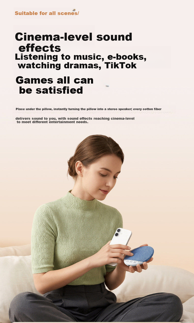 EZHK 2026 New Ultra-Thin Bone Conduction Sleep Sound Speaker Bluetooth Pillow Speaker Sleep Aid Device Bedside Headphone Pillow Music Player 14