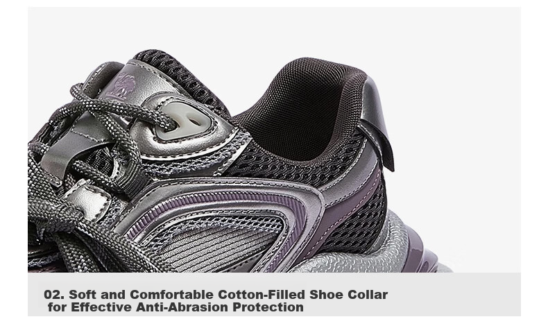 CAMEL Silver Star Dad Sneakers Women Mesh Patchwork Height Increasing Casual Shoes L26S283083W Silver/Purple (Breathable Mesh) Size 37 34
