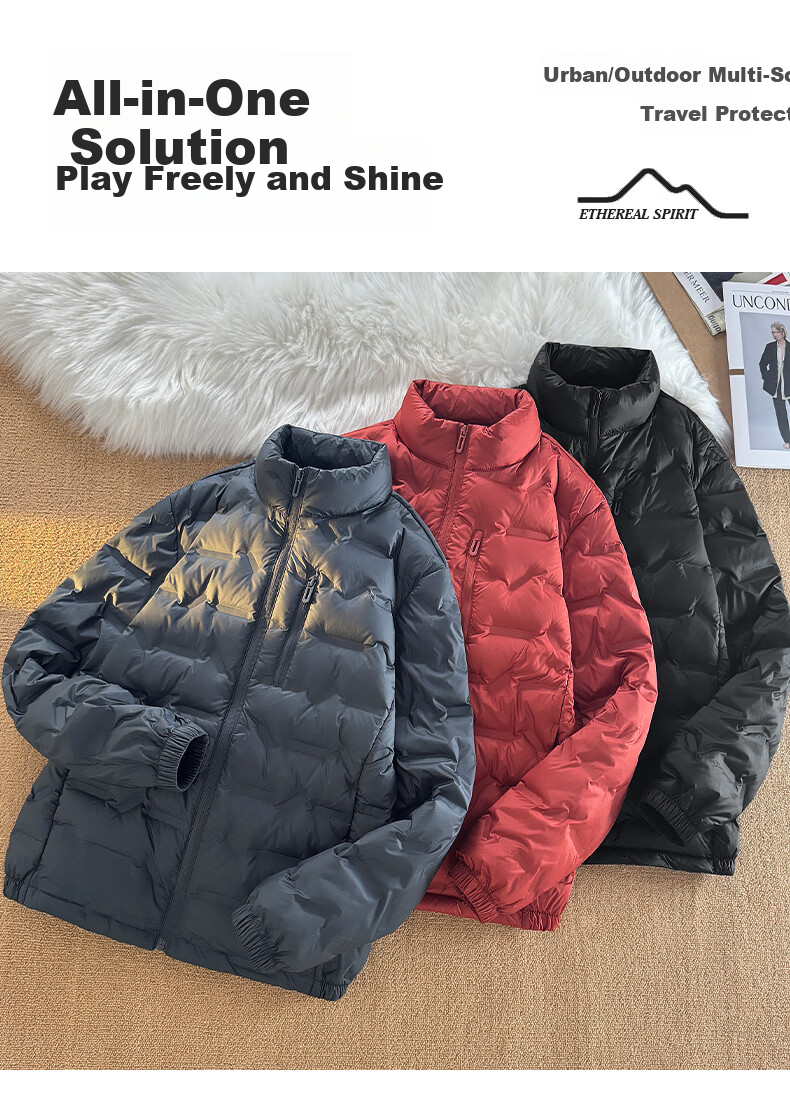 ROMON Men's Casual Workwear Down Jacket Cold-Resistant Warm Autumn Winter Stand Collar Business Coat Black 2XL Model 9968 3