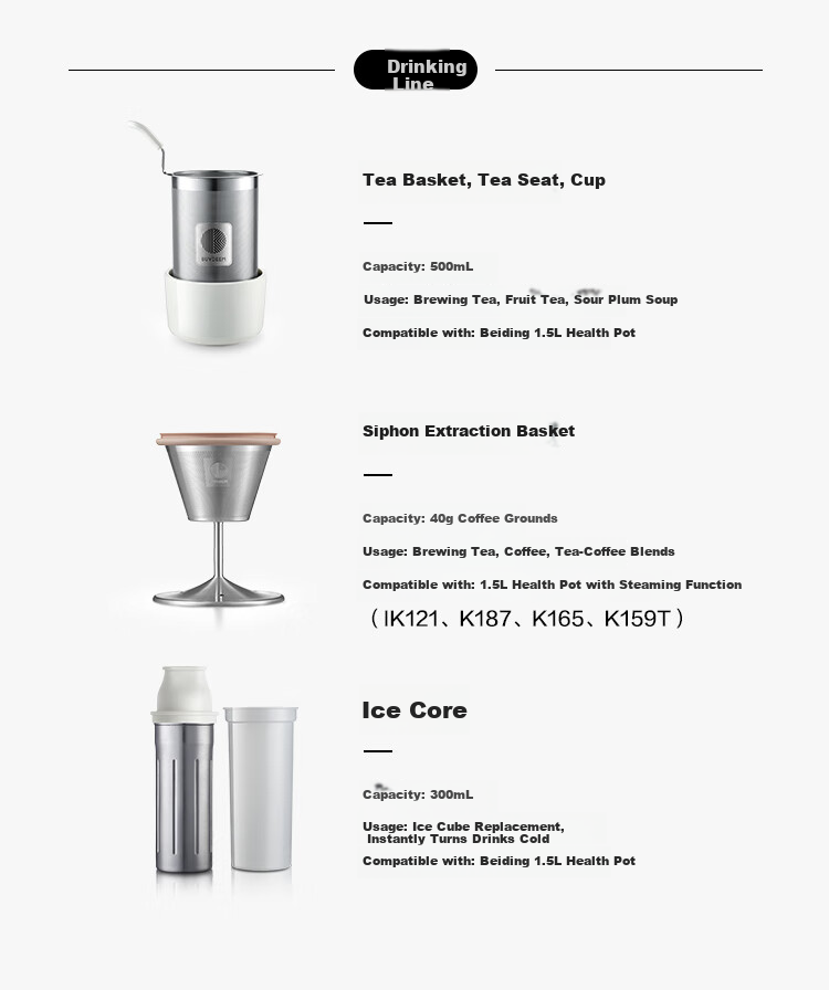 Buydeem Health Pot Accessory Siphon Extraction Basket Tea Coffee Extractor Compatible with Health Pot (Models K159T/IK121/K165/K156/K187/K176) 6