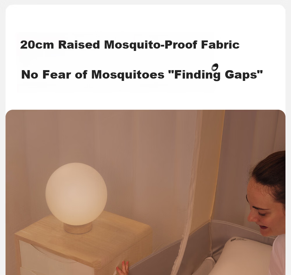 Beitais Anti-Fall Mosquito Net Baby Home Children's Bed Rail Zipper Bottom Basic Light Yellow 1.8*2m 24