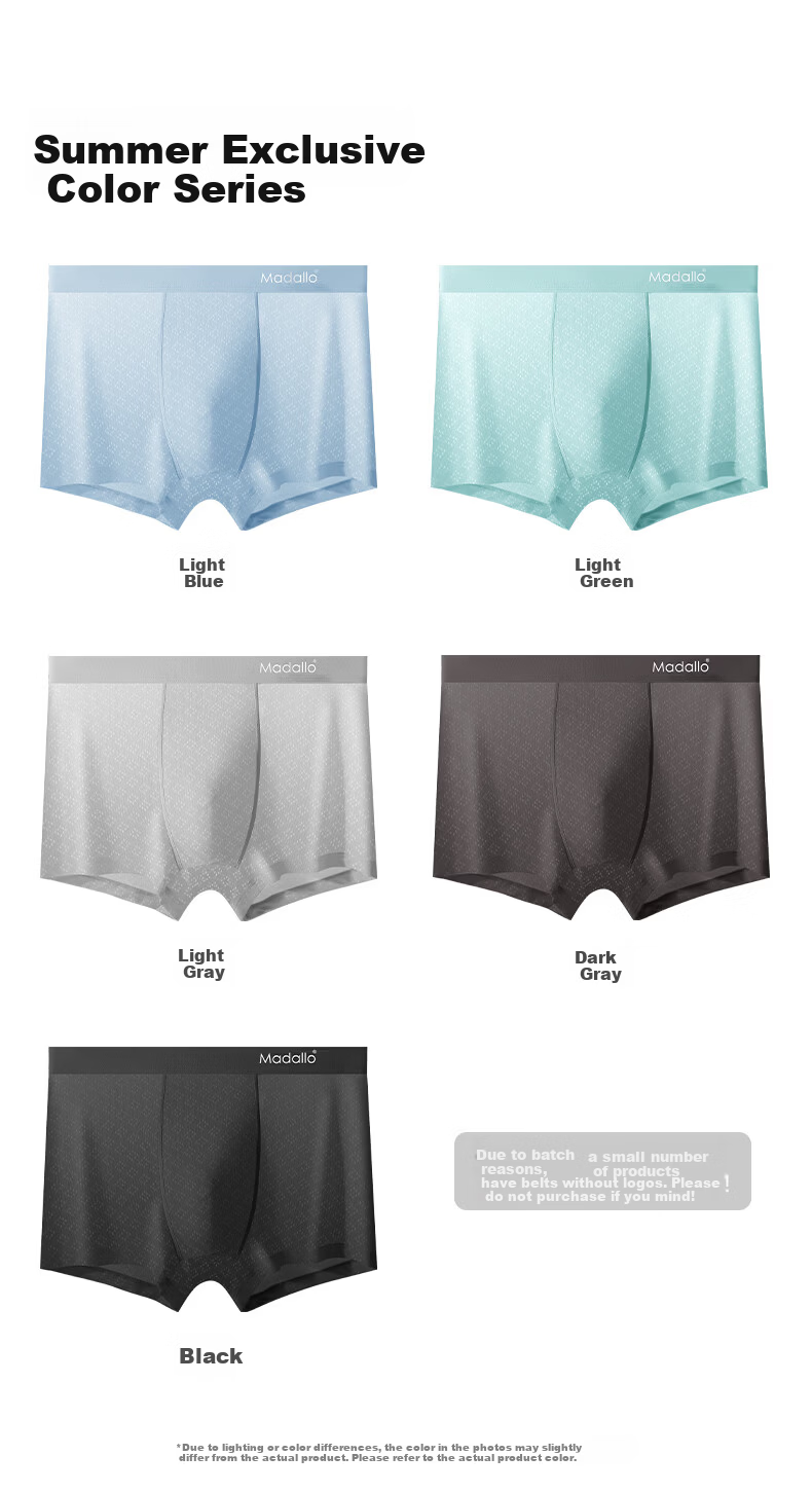 Modaier Men's Underwear, Silk-Like Fabric, 120s Antibacterial, Large Size, Cool And Breathable, Oyster Shell Shorts, 5 Pieces, Size L 16