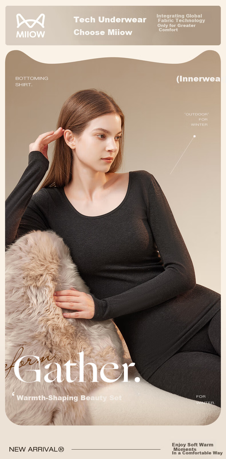 MiiOW Thermal Shaping Women's Thermal Set Micro-Compression Slimming Skin-Friendly Base Layer 2025 New Edition 1