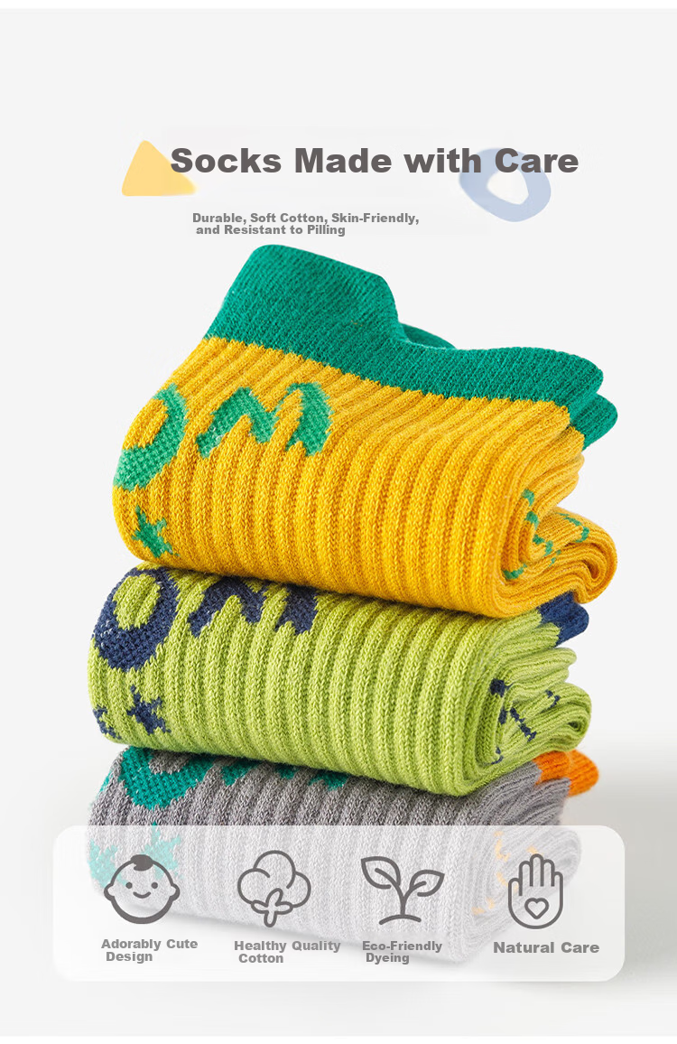 Caramella Kids Socks Spring Summer Cotton Boys Mid-Calf Socks with Heel Tab Non-Slip Breathable Sports Socks 2