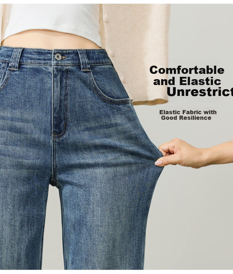 ESE-Y Women's 9/10 Straight-Leg Jeans 2026 Spring New Fashion Petite Slim Fit Denim Pants Dark Blue 29 10