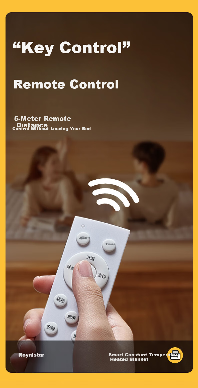 Royalstar Water Heating Electric Blanket Water Circulation Anti-Mite Dehumidification Home Smart Timer Temperature Control Single 1.2*1.8m 21