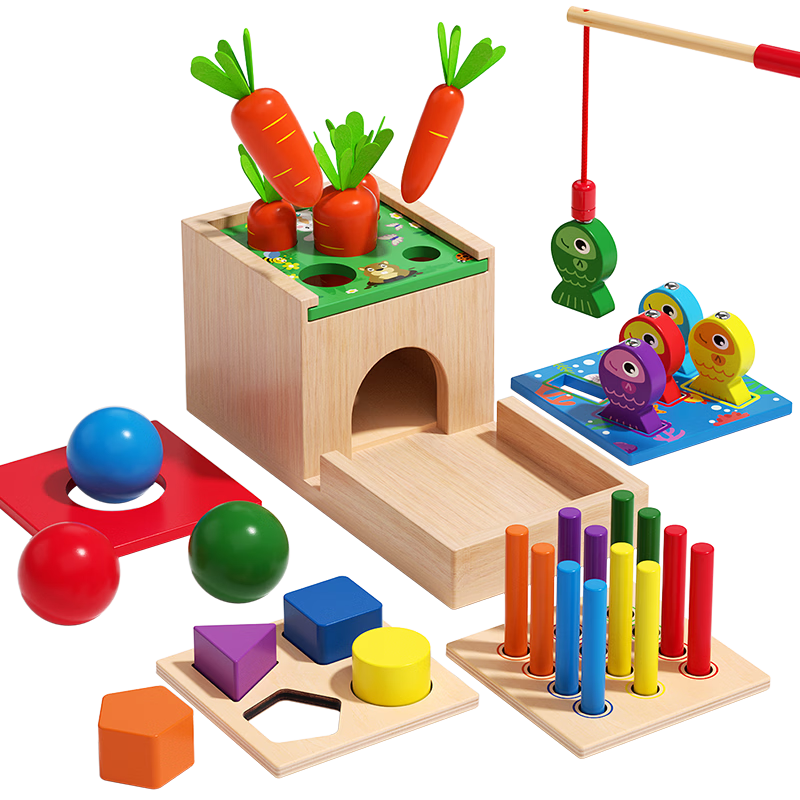 Yizhi Tree Wooden Multifunctional Montessori Early Education Box Educational Toddler Cognitive Matching Shape Action Toy Children's Day Gift