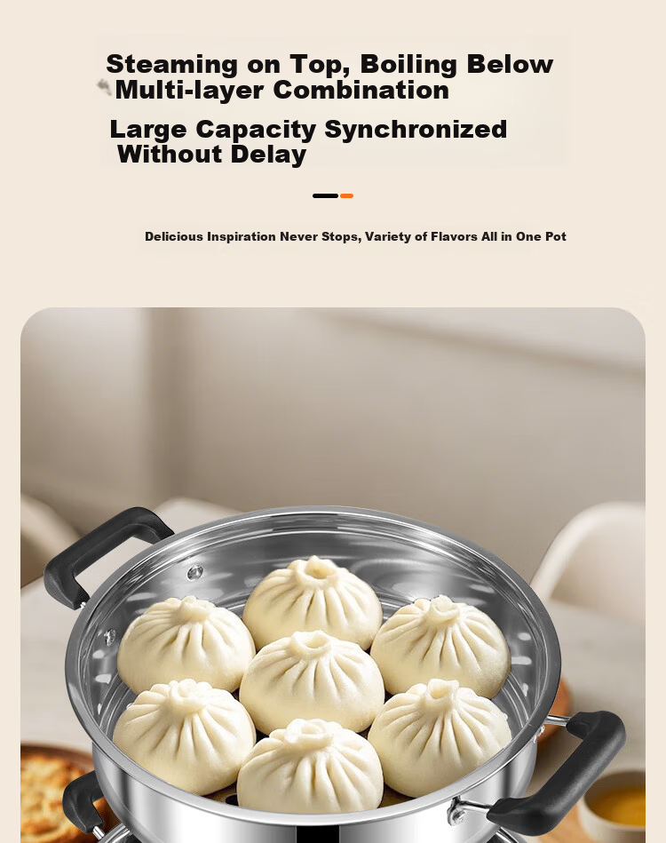 CHIGO Electric Steamer Pot [0 Coating 0 Plastic] Household Multifunctional Stew, Steam, and Cook Electric Hot Pot Stainless Steel Steamer Basket 12.5L Large Capacity Multi-Purpose Double-Layer Pot 8