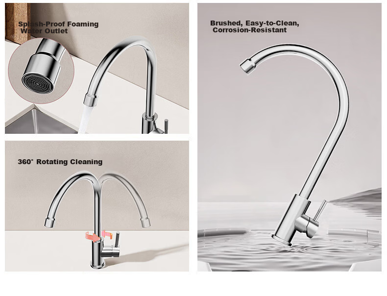 Vanward Stainless Steel Single Cold Faucet 360° Rotatable Outdoor Laundry Balcony Sink Tap 3