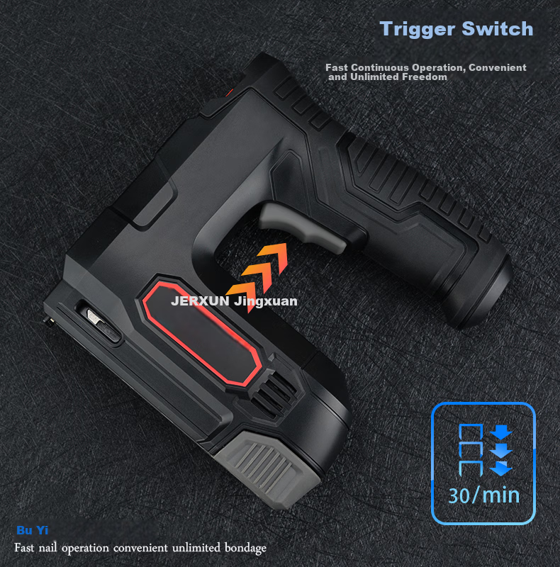 JERXUN Wireless Electric Nail Gun Cordless Brad Nailer Woodworking Staple Gun Household Door Frame Nail Gun Oil Painting Frame Stapler 7