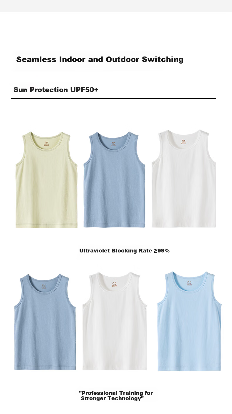 Dingguagua Boys' Breathable Pure Cotton A-Class Sleeveless Undershirt Tank Top Summer 3-Pack Style A Size 120 6