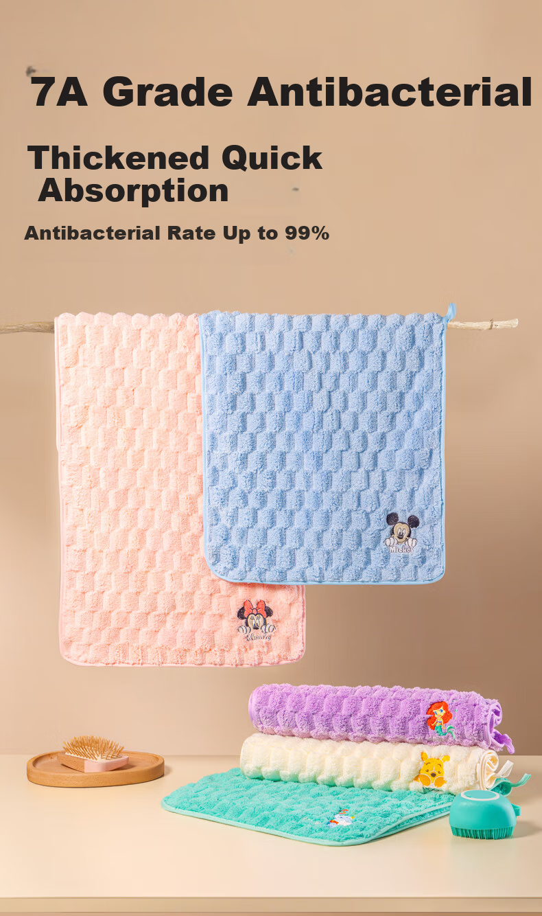 Disney Kids Towel for Ages 6-12, Large Baby Coral Fleece Soft Antibacterial Face Towels, 5-Pack Sports 1